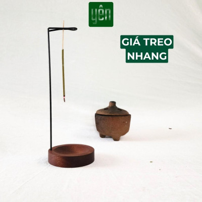 Giá Treo Nhang Thảo Mộc Yên Bằng Thanh Kim Loại Đế Gỗ Thông Trang Trí Tâm Linh Thờ Cúng Quà Tặng