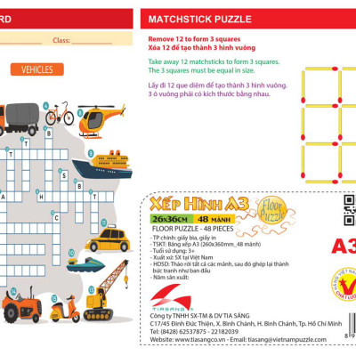 Xếp hình Tia Sáng Nai Con Nghịch Bướm (48 Mảnh Ghép) - Tặng kèm câu đố mặt sau cho bé