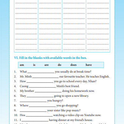 Bài Tập Tiếng Anh Lớp 6 (Không Đáp Án) (Sách Màu)