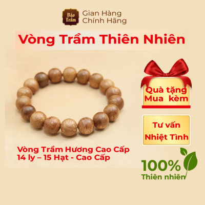  Vòng Trầm Hương 14 ly – 15 Hạt – Cao Cấp | Bảo Trầm – Trầm Tự Nhiên 100% – Hương Trầm Dịu Nhẹ – Phong Thủy Hộ Thân