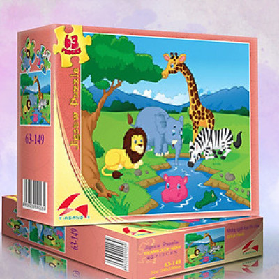 Tranh xếp hình Tia Sáng Những người bạn Châu Phi( 63 mảnh)