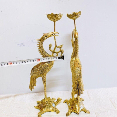 ĐÔI HẠC ĐỒNG CAO 42 CM NẶNG 3 KG CHẤT LIỆU BẰNG ĐỒNG 