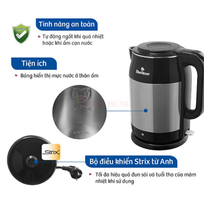 Bình đun siêu tốc Bluestone 1.7 lít KTB-3468 - Hàng chính hãng