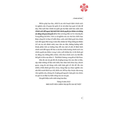 Chính sách đối ngoại Mỹ dưới thời chính quyền Joe Biden và những tác động tới quan hệ quốc tế (bản in 2023)