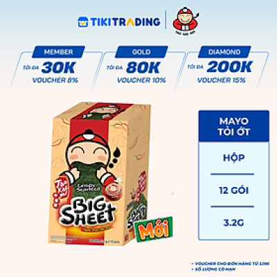 Hộp 12 Gói Rong biển TaoKaeNoi BIG SHEET Vị Mayo