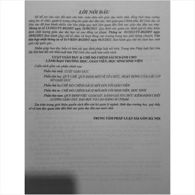 Sách Luật Giáo Dục - Chế Độ Chính sách Dành Cho Lãnh Đạo Trường Học, Giáo Viên, Học Sinh Sinh Viên - V2264D