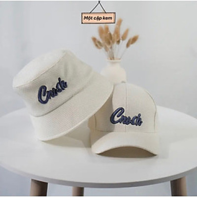 Combo nón cặp nam nữ Crush phối vải kaki form chuẩn thời trang đường phố cao cấp