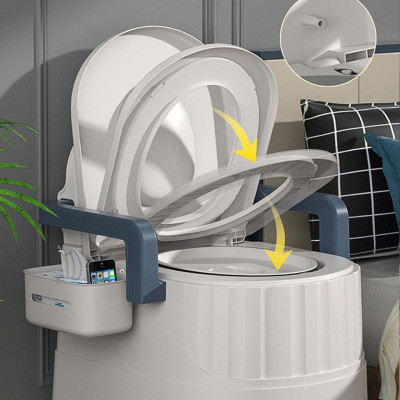 Bồn cầu di động loại lớn  cho người già, bà bầu , người bệnh tiện lợi chất liệu nhựa abs cao cấp có tay vịn đệm tựa lưngGhế Ngồi toilet Khử Mùi Tiện Dụng