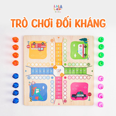 Đồ Chơi Gỗ Boardgame 2in1 Cờ Caro kèm Cờ Cá Ngựa – Lalala Baby