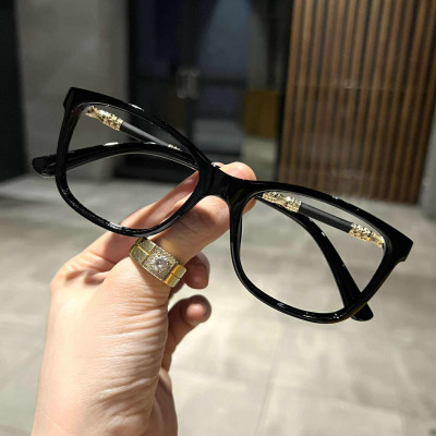 Kính mắt nam nữ dáng unisex vuông bầu gọng nhựa đen cao cấp