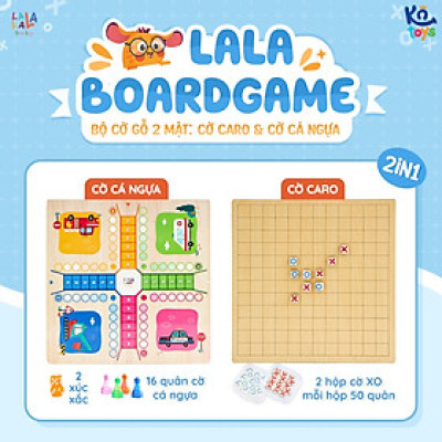 Đồ Chơi Gỗ Boardgame 2in1 Cờ Caro kèm Cờ Cá Ngựa – Lalala Baby