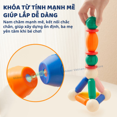 Đồ chơi nam châm xếp hình cho bé Mideer Growth PLUS Magnetic Building Sticks