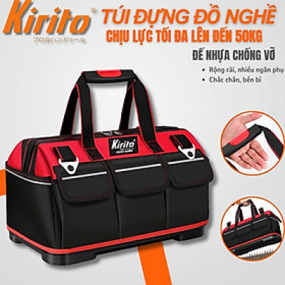 Túi đựng đồ nghề cao cấp nắp chữ A đế nhựa chống vỡ, vải 3 lớp chống đam thủng - Túi 20in chéo đỏ