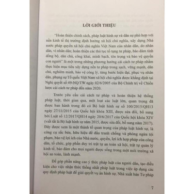 Bình luận khoa học Bộ luật hình sự 2015, được sửa đổi bổ sung 2017 (phần chung)