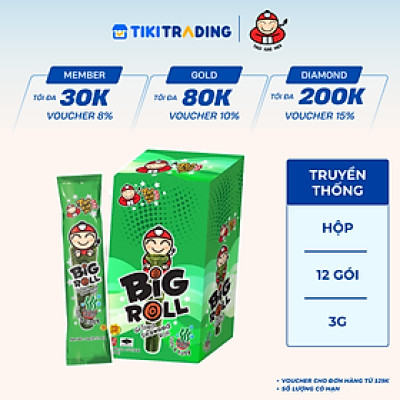 Hộp 12 Gói Snack Rong Biển TaoKaeNoi BIG ROLL Vị Truyền Thống