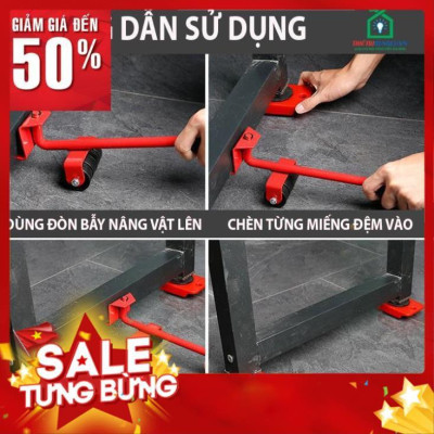 Dụng cụ nâng, di chuyển vật nặng đồ đạc thông minh bằng bộ con lăn hỗ trợ