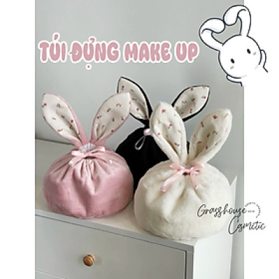 TÚI ĐỰNG ĐỒ MAKE UP TAI THỎ DỄ THƯƠNG CUTE, ĐỒ DECOR TRANG TRÍ PHÒNG NGỦ CỰC XINH