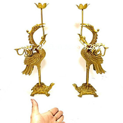 ĐÔI HẠC NẾN CAO 47 cm nặng 4 kg chất liệu bằng đồng 