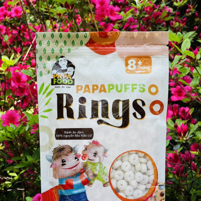 Bánh ăn dặm PAPAFOOD PAPAPUFFS RINGS - 100% Nguyên Liệu Hữu Cơ - Gói 50G
