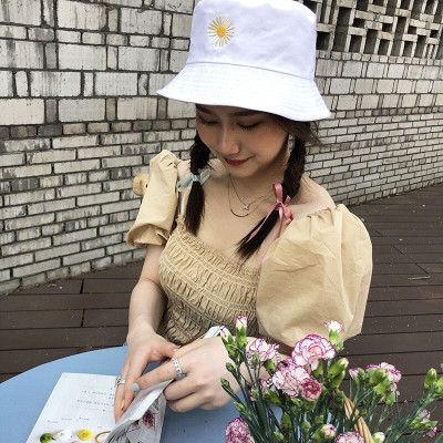 Mũ vành tròn, Mũ Bucket hoa cúc, Nón cụp vành thời trang phong cách cute xinh xắn MD07