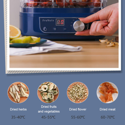 Máy sấy thực phẩm và trái cây 360 độ thương hiệu cao cấp Frunuts L-01D - Có 5 tầng sấy riêng biệt - HÀNG NHẬP KHẨU