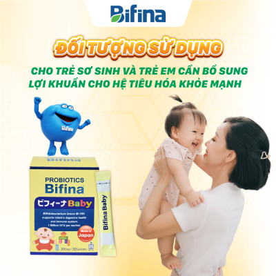 Bifina Baby Nhật Bản - Hộp 30 gói - Hỗ trợ bổ sung lợi khuẩn, tăng đề kháng cho trẻ sinh non, sinh mổ, dùng sữa công thức