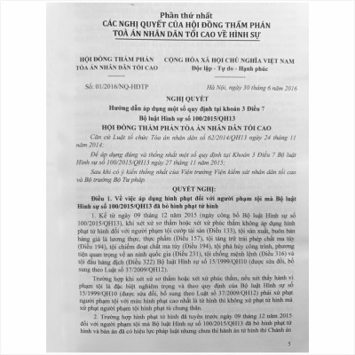 Sách Hệ Thống Các Nghị Quyết Của Hội Đồng Thẩm Phán Tòa Án Nhân Dân Tối Cao về Hình Sự, Tố Tụng Hình Sự (V2460T)