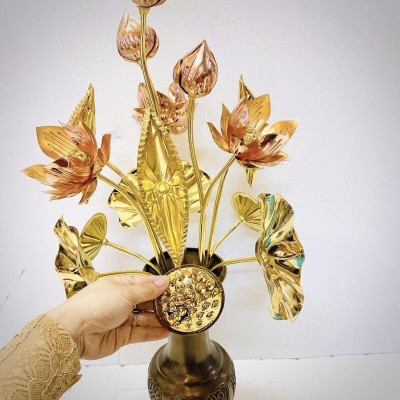 LỌ HOA SEN ĐỒNG CAO 72 CM CHẤT LIỆU BẰNG ĐỒNG  PHONG THỦY TÀI LỘC