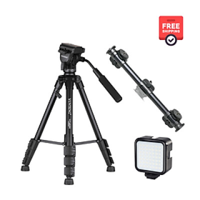 Combo Tripod Yunteng 691 + Thanh Ngang 369 và Đèn RGB vuông - Chân đế chắc chắn kèm remote và kẹp điện thoại - Hàng chính hãng