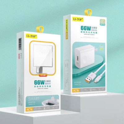 Bộ sạc nhanh 66W LI-TOP AC16 chân Micro, chứng nhận 3C tiêu chuẩn quốc gia, dùng thử 30 ngày, Hàng chính hãng bảo hành 12 tháng