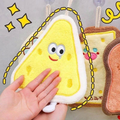 Set 4 Khăn Lau Tay Thấm Hút Tốt Hoạ Tiết Bánh Mỳ Phô Mai Cute- Chiếc Khăn Lau Tay Mềm Mịn Thấm Hút