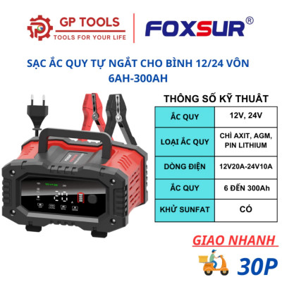 FOXSUR Sạc Bình 12V-24V Nhật Bản: 7 Giai Đoạn Thông Minh, 300A , ĐÈN TRANG TRÍ