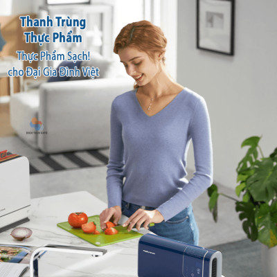 Máy Khử Khuẩn Thực Phẩm Morphy Richards MR2061 Khử Trùng Rau Củ Quả, Thịt Cá Hải Sản, Sục Ozone Rửa Thực Phẩm 2 in 1, Hàng Chính Hãng