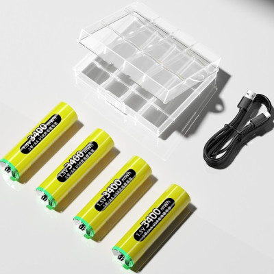 Pin Sạc Có Cổng TypeC USB AA 1.5v Doublepow 3400mWh Hỗ Trợ Sạc Trực Tiếp - Hàng Nhập Khẩu
