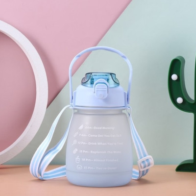 Bình đựng nước 1.2 lít có vạch chia báo giờ uống nước Tặng kèm stiker ngộ nghĩnh dễ thương
