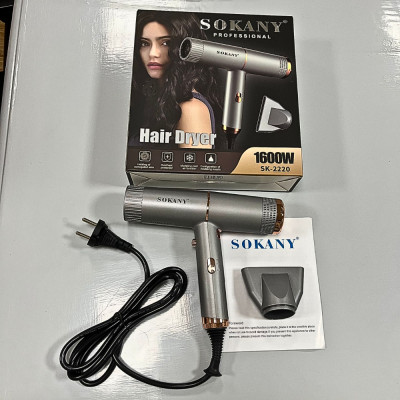 Máy sấy tóc 2 chiều nóng lạnh SOKANY công suất 1600W, tạo ion chăm sóc tóc, tạo kiểu, SK-2220 - HÀNG CHÍNH HÃNG