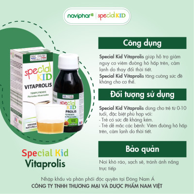 TPBVSK Special Kid Vitaprolis - Hỗ trợ giảm nguy cơ viêm đường hô hấp trên, hỗ trợ tăng cường sức đề kháng (125ml)[Siro - Nhập khẩu Pháp]