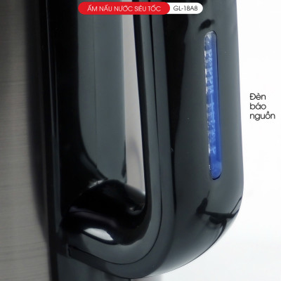 Ấm Siêu Tốc Gali GL-18A8 Thân Ấm Nguyên Khối Inox 304. Thiết kế 2 lớp Chống Nóng. hàng chính hãng, bảo hành 24 tháng