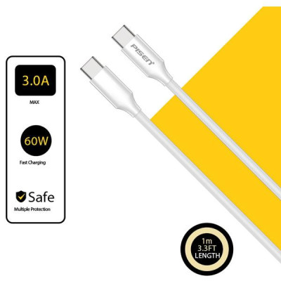 Cáp Sạc Pisen Quick - Mr White USB-C C-C PD 60W 1m - Pisen CC-PD01-1000