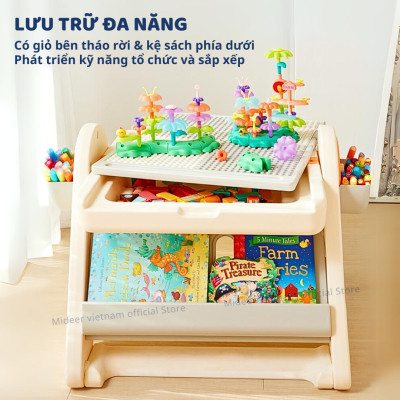 Bàn đồ chơi gấp gọn đa năng kèm bảng nam châm và ghế ngồi Mideer Multifunctional Block Table