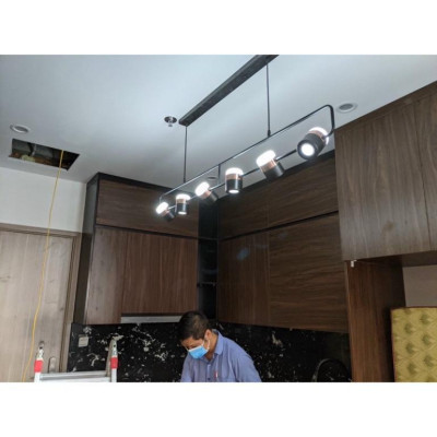 Đèn thả bàn ăn,bàn thả decor,đèn thả 6 đầu 3 mầu ánh sáng DT