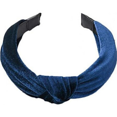 Bờm cài tóc turban nữ BN30C bản to vải nhung màu xanh lam