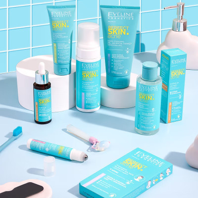 Lăn ngừa mụn Eveline Perfect Skin Acne kháng khuẩn và làm dịu da 15ml_[Tặng kèm mặt nạ Hàn Quốc cao cấp]