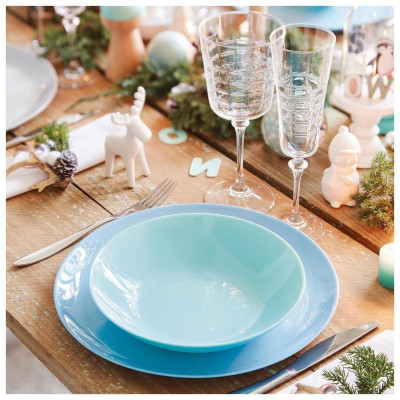 Đĩa (dĩa) thủy tinh sâu lòng Luminarc Diwali màu xanh ngọc 20cm P2019 | Hàng chính hãng