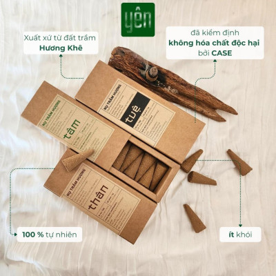 Nụ Trầm Hương Yên Loại Thân, Tâm, Tuệ Sạch Tự Nhiên Ít Khói An Toàn Dùng Thiền Thờ Cúng Thư Giãn