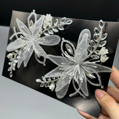 Cài tóc cô dâu hoa đá mẫu mới được kết thủ công tinh tế