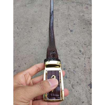 Dây nịt nam gai lưng cá sấu LIỀN NGUYÊN CON N24N2 (Mặt vàng)