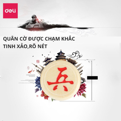 Bàn cờ tướng Deli bằng giấy kèm quân cờ nhựa giúp phát triển trí tuệ - 9565