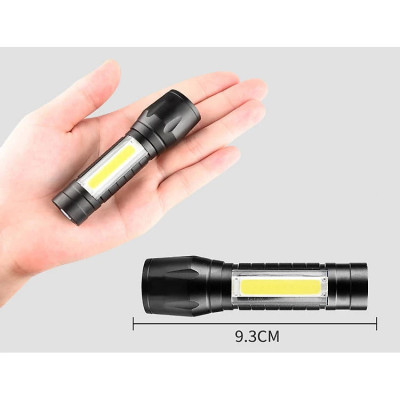 Đèn pin mini siêu sáng bỏ túi 2in1 có zoom xa gần kèm hộp đựng- Hàng chính hãng 