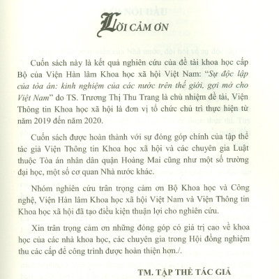 Kinh Nghiệm Các Nước Trên Thế Giới Về Sự Độc Lập Của Tòa Án, Một Số Gợi Mở Cho Việt Nam (Sách chuyên khảo)